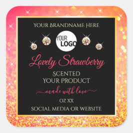 Svart produktetiketter för rosa Orange Glitter med Fyrkantigt Klistermärke