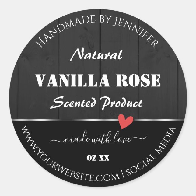 Svart produktförpackning för trägrain etiketter He (Framsida)