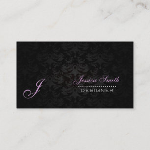 Svart profesionell elegant med enkelt monogramfusi visitkort