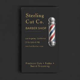 Svart professionell barberare visitkort