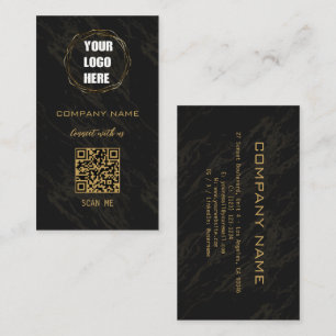 Svart Professionell Design Modern QR-kod Visitkort