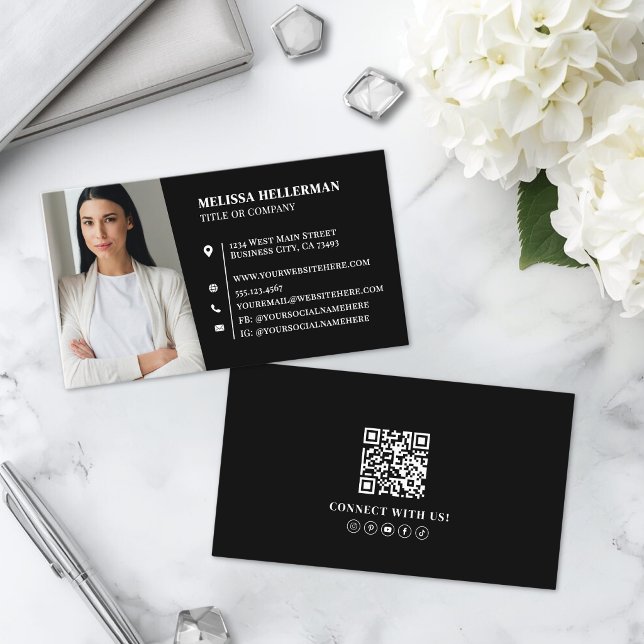 Svart professionell foto visitkort (Black Professional Photo Business Card )