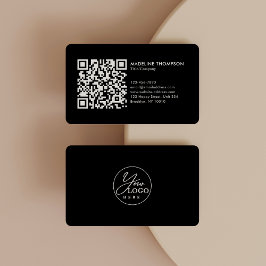 Svart Professionell Generic Company Logotyp QR-kod Visitkort