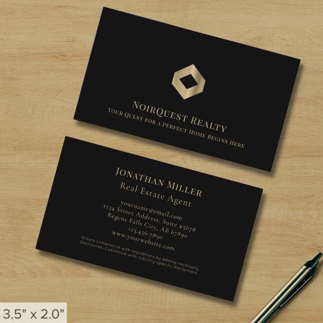 Svart Professionell Luxury Logotyp Visitkort (Skapare uppladdad)