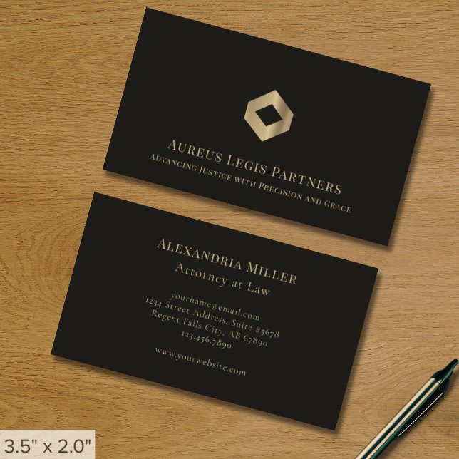 Svart Professionell Luxury Logotyp Visitkort (Skapare uppladdad)