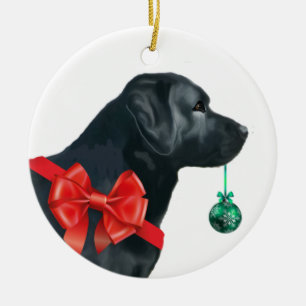 Svart prydnad för jul för Labrador Retriever Julgransprydnad Keramik
