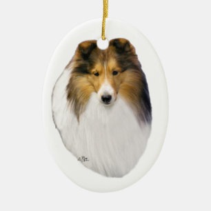 Svart prydnad för Shetland Sheepdog (Sheltie) Julgransprydnad Keramik