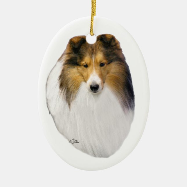 Svart prydnad för Shetland Sheepdog (Sheltie) Julgransprydnad Keramik (Framsidan)