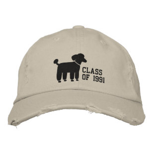 Svart Pudel-Hund-Logotyp med Anpassningsbar Text & Broderad Keps