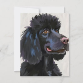 Svart pudel | Hund Vattenfärg Husdjur Tack Kort