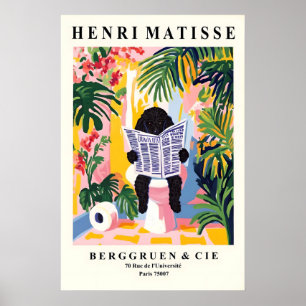 Svart pudel på toaletttryck - Matisse-stil Poster