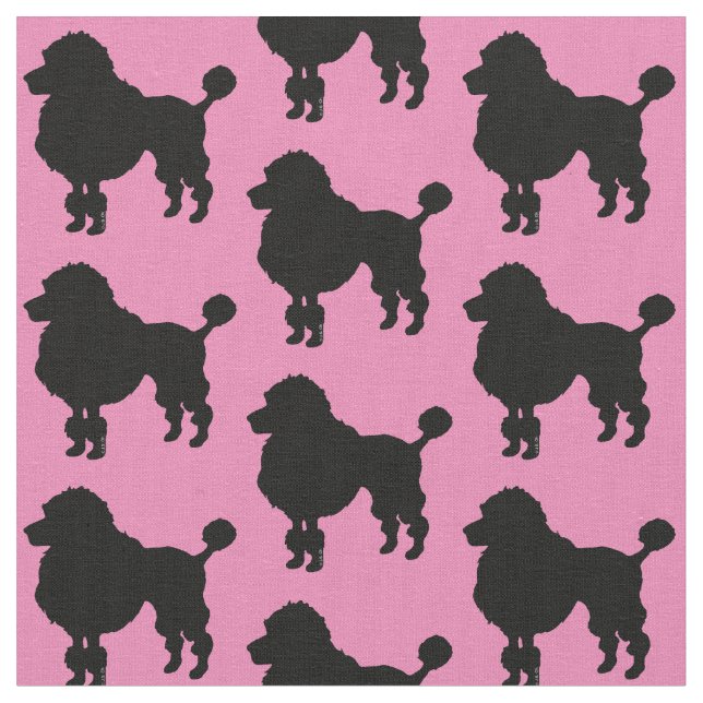 Svart pudelhundsilhouette tyg (Närbild)