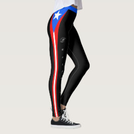 Svart Puerto Rico mode-balkar, Flagga/sport Leggings