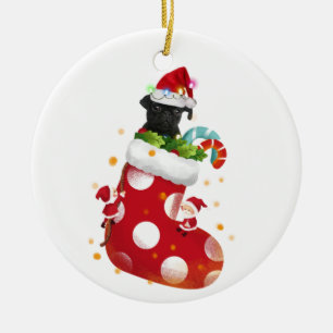 Svart puff med Hat Sock jul Julgransprydnad Keramik