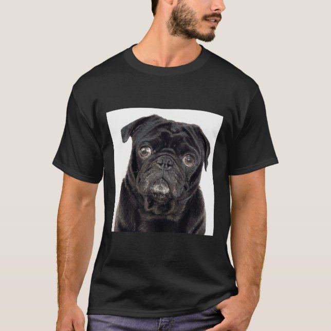 Svart Pug Classic 445 T Shirt (Framsida)