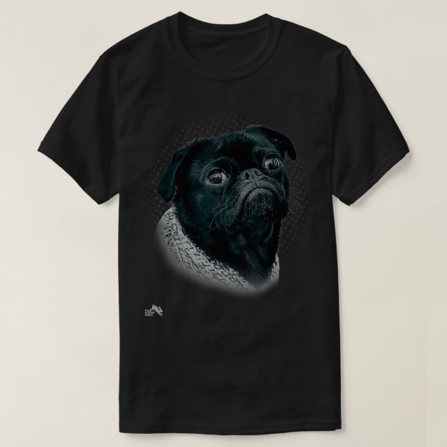 Svart pug Cute Pug Pickle Pug Mix T Shirt (Design framsida)