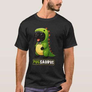 Svart Pug Dinosaur Kostym Pugsaurus Trex Mamma Pap T Shirt