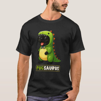 Svart Pug Dinosaurie Kostym Pugsaurus Trex Mamma P T Shirt