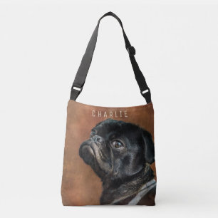 Svart Pug-Hund Axelväska