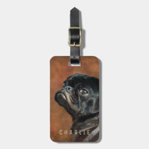Svart Pug-Hund Bagagebricka