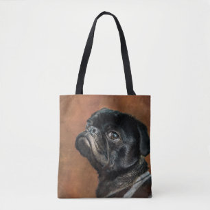 Svart Pug-Hund Tygkasse