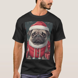 svart pug jul t shirt