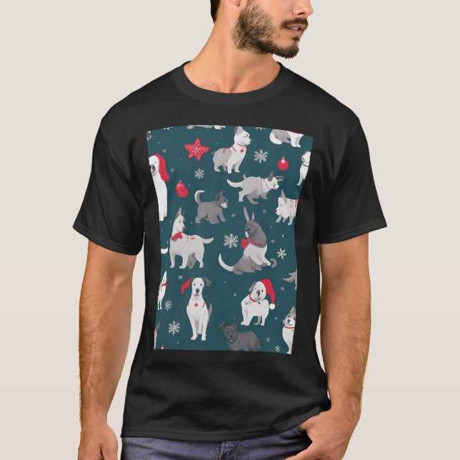 svart pug jul t shirt (Framsida)