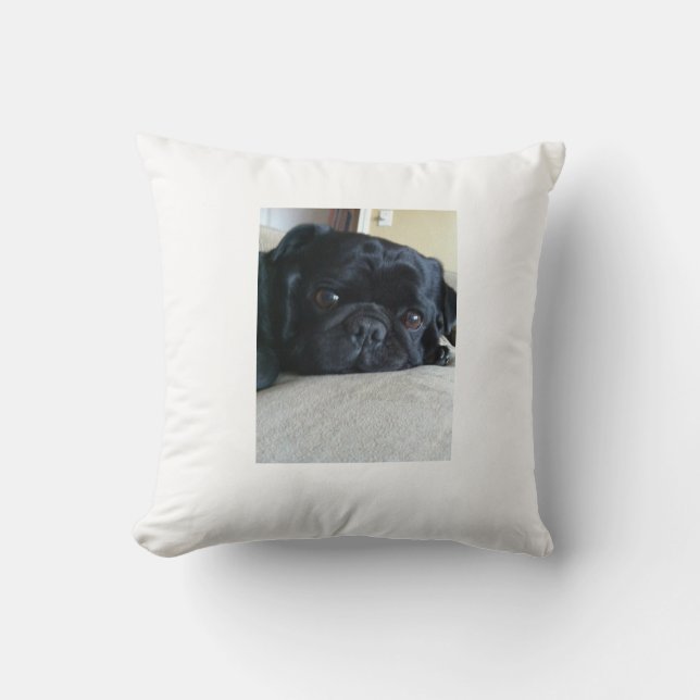Svart Pug-kudde Kudde (Framsida)