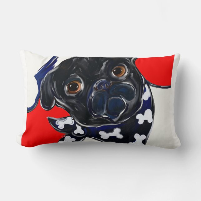 SVART PUG LUMBARKUDDE (Framsida)