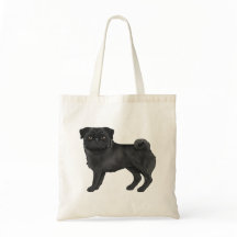 Svart Pug Mops Hundras Design Söt Illustration