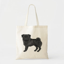 Svart Pug Mops Hundras Design Söt Illustration Tygkasse