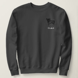 Svart Pug Mops Hundrasdesign med anpassad text T Shirt