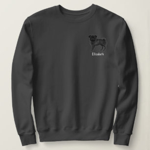 Svart Pug Mops Hundrasdesign med anpassad text T Shirt