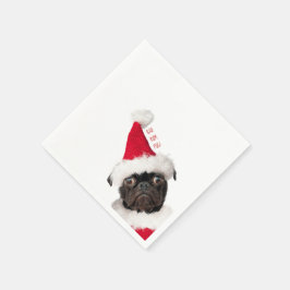 Svart pug Puppy Santa Cute Festive jul Pappersservett