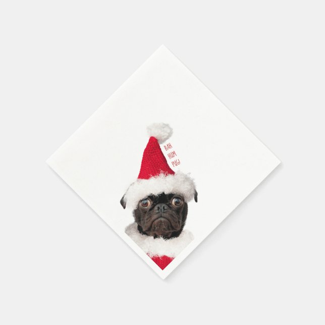Svart pug Puppy Santa Cute Festive jul Pappersservett (Hörn)