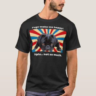 Svart pug Tittar sladdig utmatningsdesign för Pug T Shirt