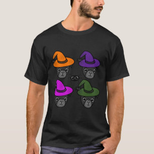 Svart puggar med Witch Hats och Spider Friends Pac T Shirt