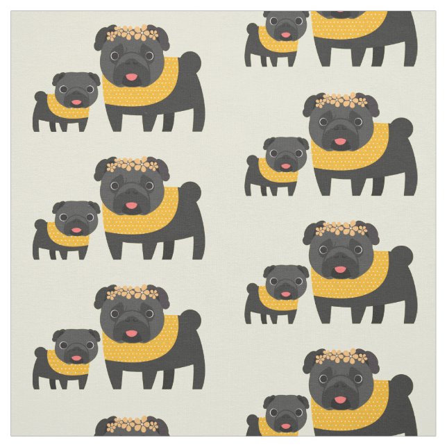 Svart Pugs Tyg (Provkarta)