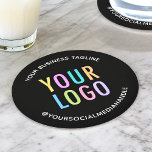 Svart pulpboard-Underlägg med Business Logotyp Bul Underlägg Papper Rund<br><div class="desc">Anpassa våra runda pulpboard pappra underlägg med din logotyp och anpassningsbar. Detta är 50 punkters pulpboard med böjd text med enkel minimal utformning. Designat i svart och annat färg (färg är anpassade). Storleka är 4 tum x 4 tum och säljs i uppsättningar om 6 tum. Finns i andra former av...</div>