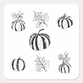 Svart pumpa för Halloween-klistermärke Fyrkantigt Klistermärke