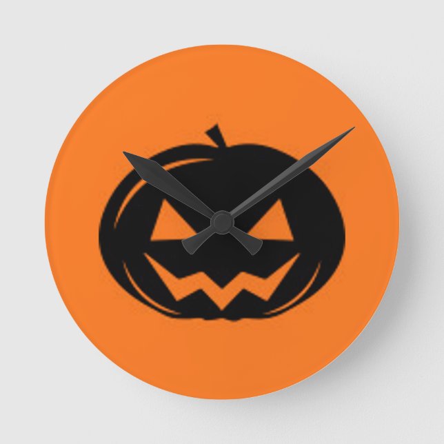 Svart Pumpkin Rund Klocka (Framsida)