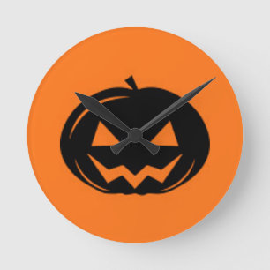 Svart Pumpkin Rund Klocka