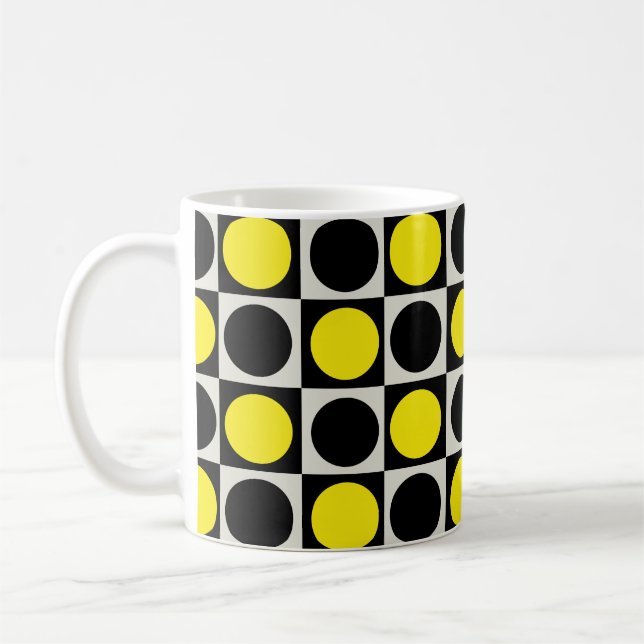Svart punkter i Mönster i Gult med kontroll Kaffemugg (Vänster)