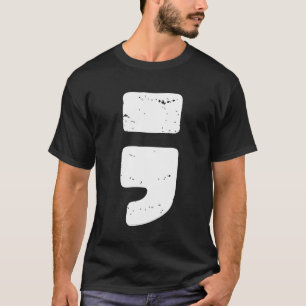 Svart punkteringssymbol semikolon med distressad f t shirt