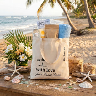 Svart Punta Cana Ditt Destination Bröllop Välkomme Tygkasse