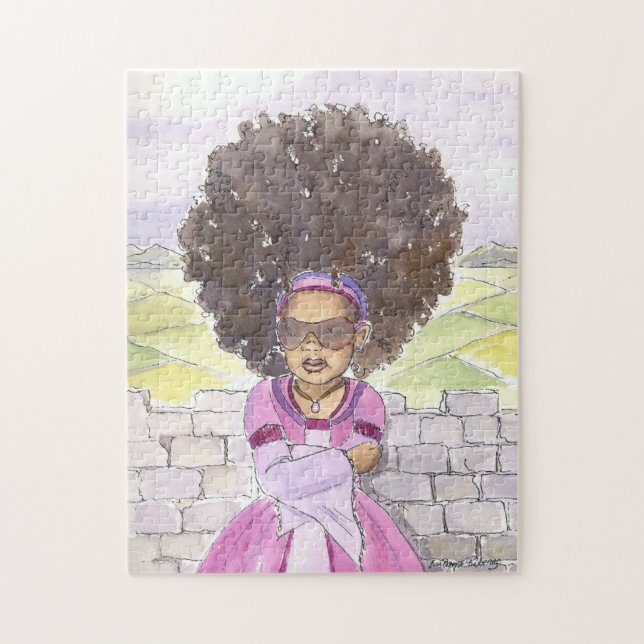 Svart pussel för Rapunzel Princess Afro- (Vertikal)