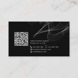 Svart QR-abstrakt, modern enkel social-media Visitkort