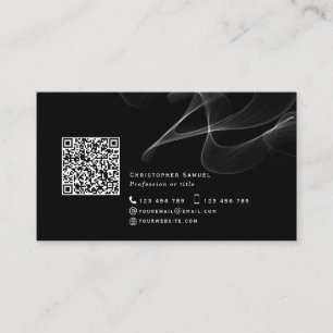 Svart QR-abstrakt, modern enkel social-media Visitkort