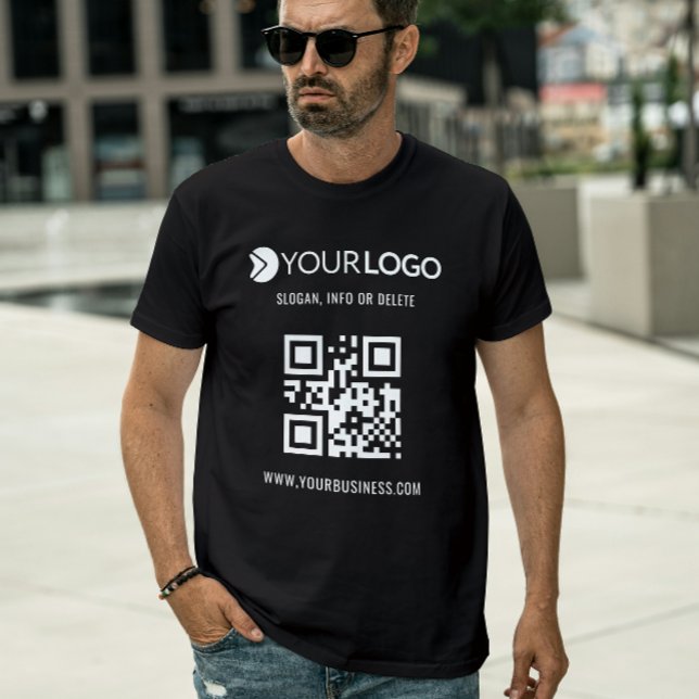 Svart QR-Anpassningsbar och Logotyp för säljfrämja T Shirt (Skapare uppladdad)
