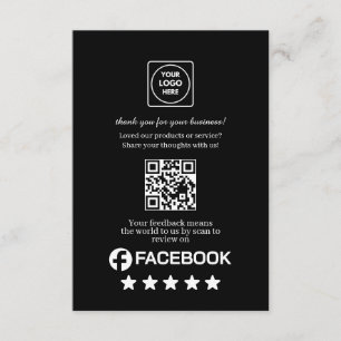 Svart QR Facebook Business Rating Länk Tilläggskort